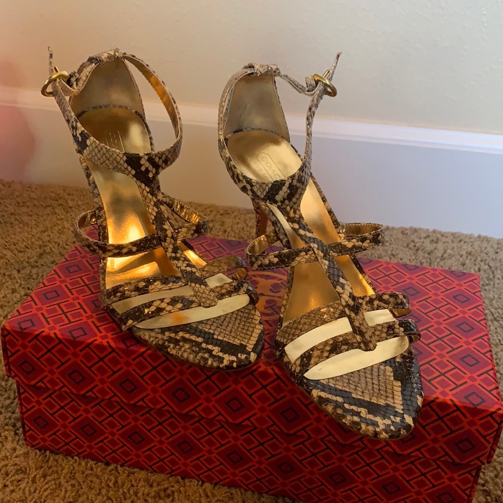 coach snake skin heels